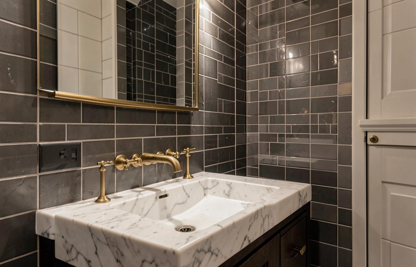 Bathroom with marble basin